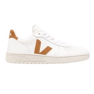 Veja V-10 Leather Sneakers Extra-White and Camel Size 8 / 39 EUC